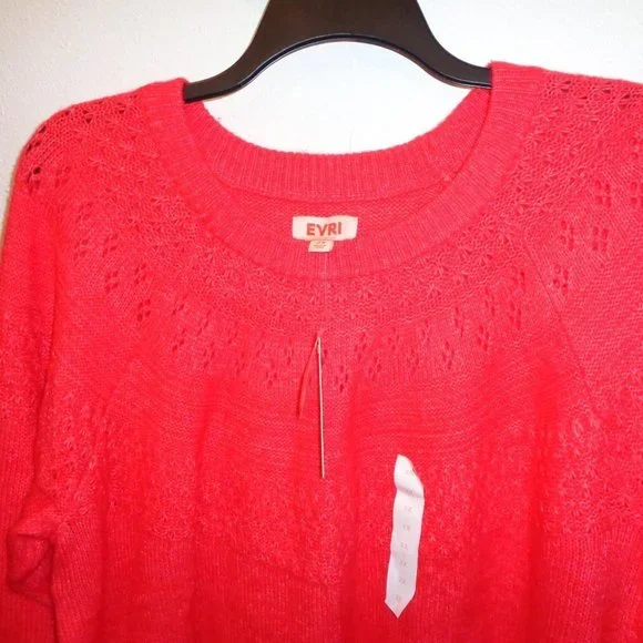 Evri Women's Plus Size Crewneck Pointelle Sweater Size 2X NWT - Picture 5 of 11